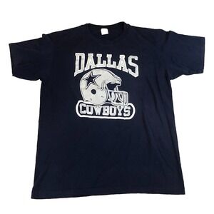 VTG Dallas Cowboys Shirt Adult Large 80's Single Stitch NFL Football Blue‎ USA